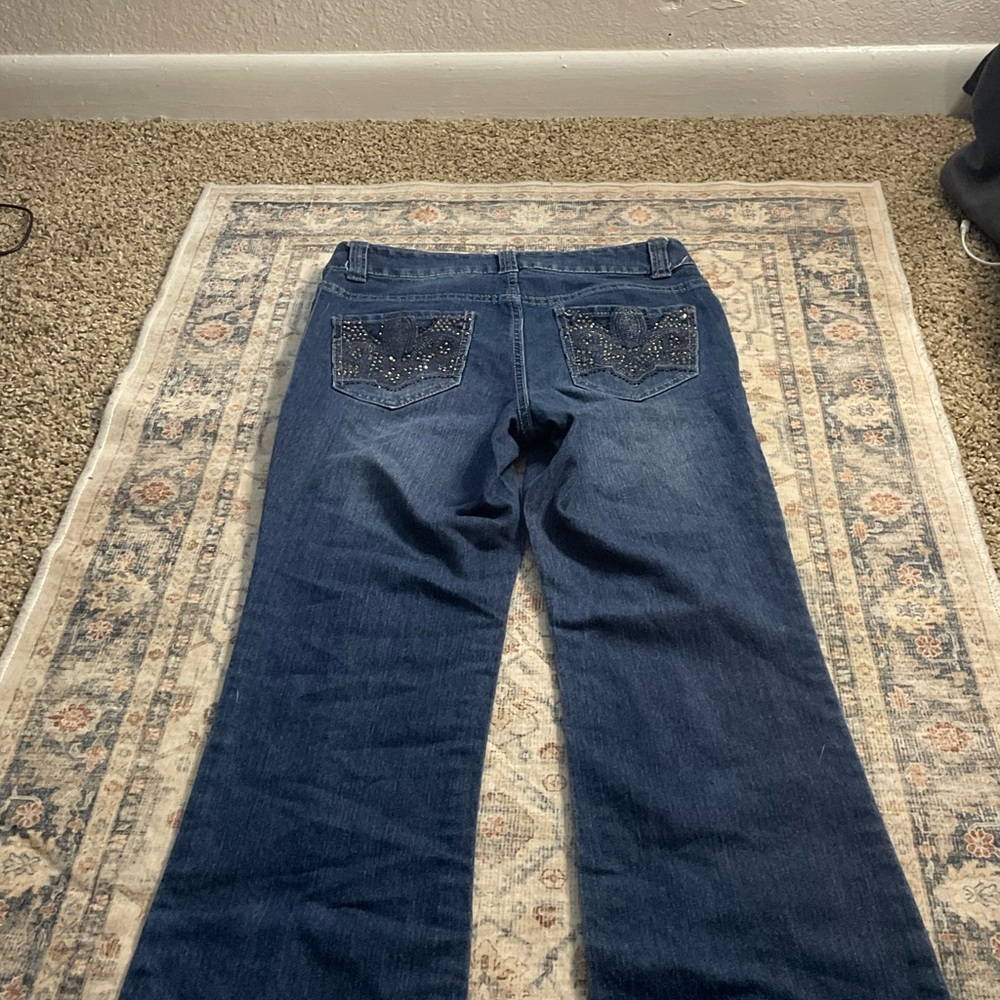 Forever 21 Dark Blue Flare Jeans with Studded Pockets